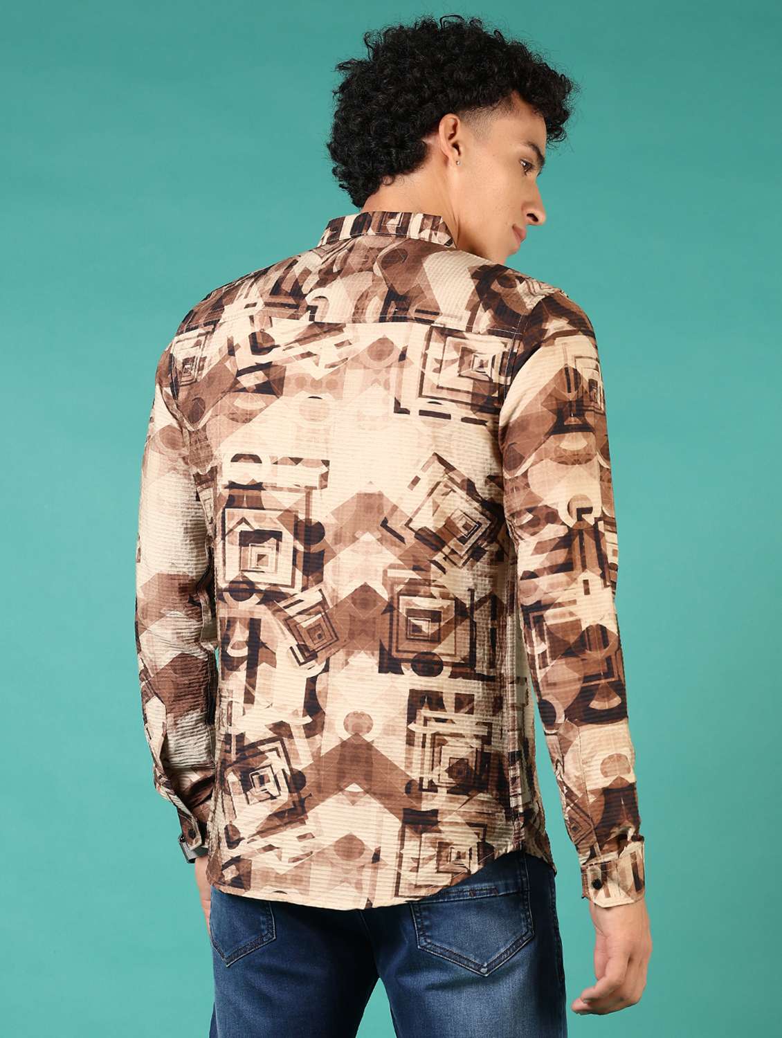 men printed long sleeve casual shirt - 21717893 -  Standard Image - 3