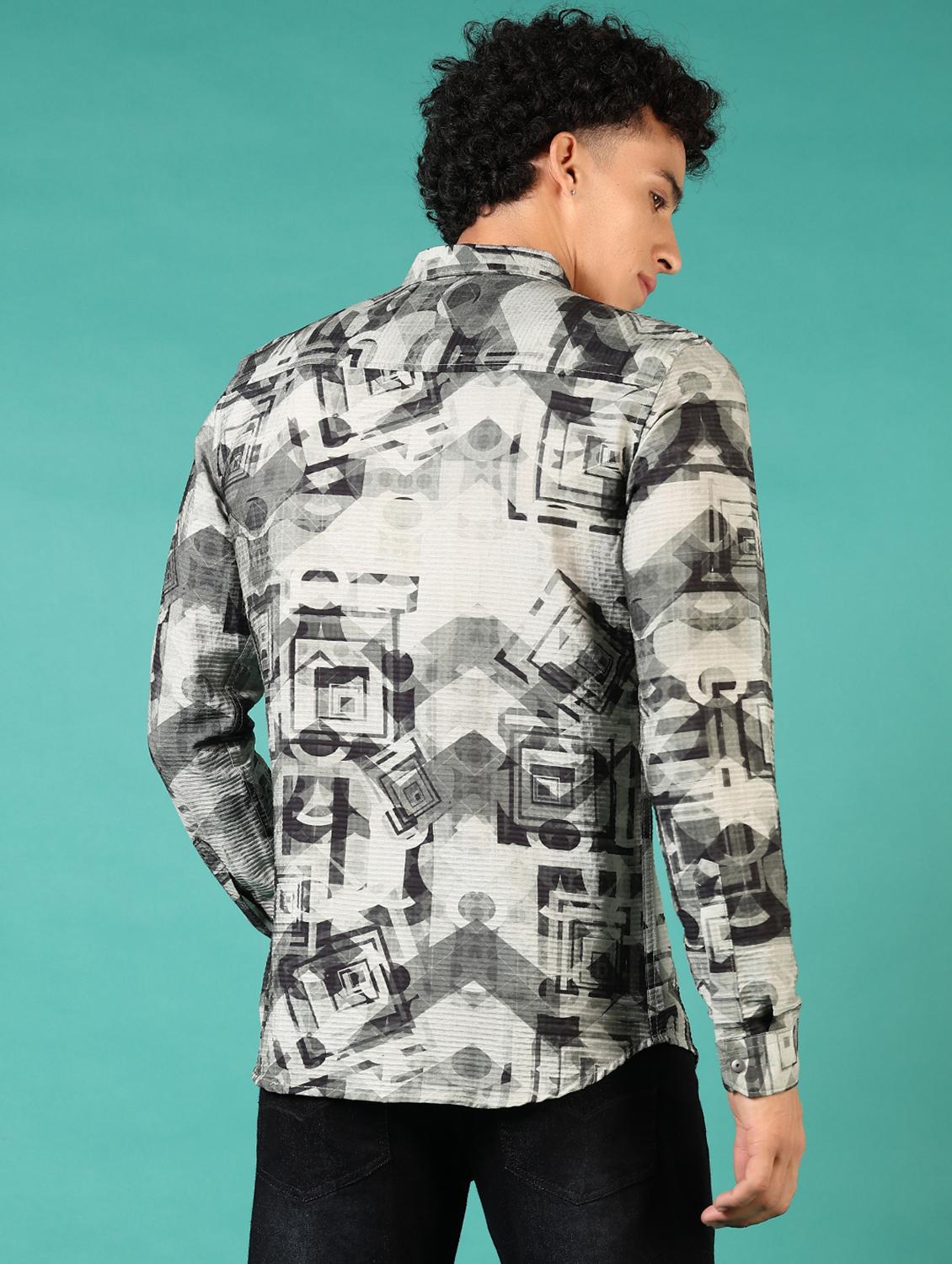 men printed long sleeve casual shirt - 21717894 - Standard Image - 3
