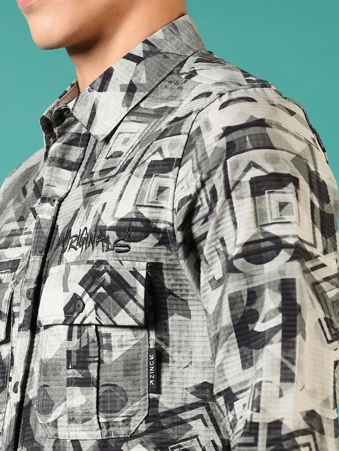 men printed long sleeve casual shirt - 21717894 - Standard Image - 5