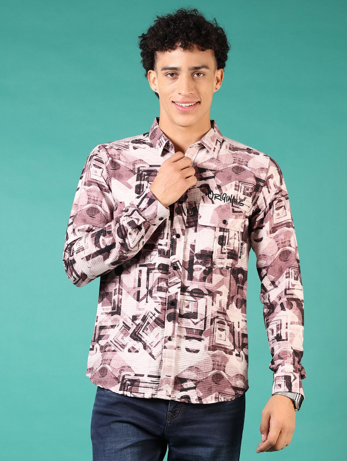 men printed long sleeve casual shirt - 21717895 -  Zoom Image - 0
