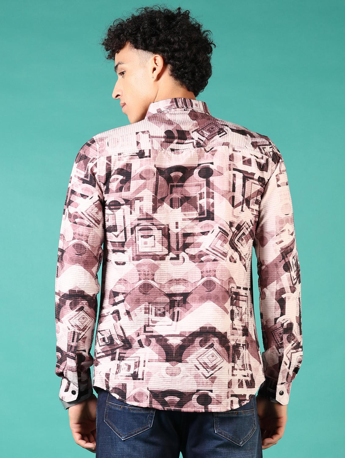 men printed long sleeve casual shirt - 21717895 - Standard Image - 3