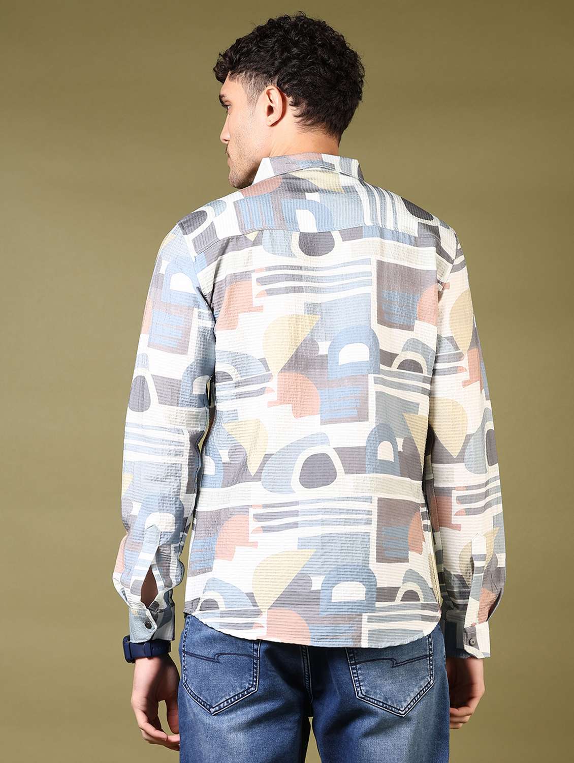 men printed long sleeve casual shirt - 21717896 -  Standard Image - 3