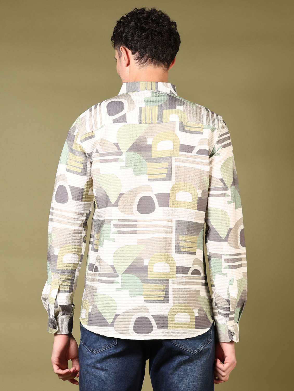 men printed long sleeve casual shirt - 21717897 -  Standard Image - 3