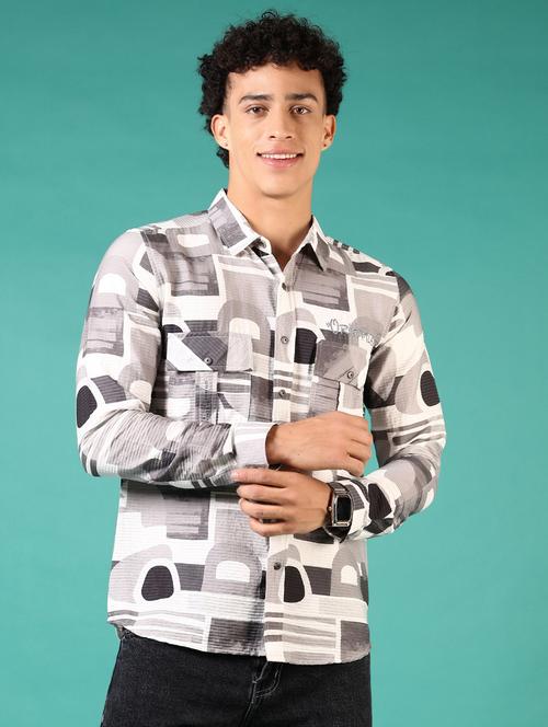 men printed long sleeve casual shirt - 21717899 -  Standard Image - 0