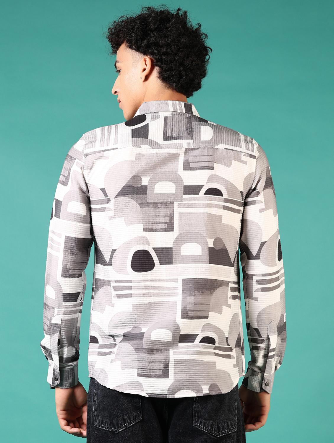 men printed long sleeve casual shirt - 21717899 - Standard Image - 3