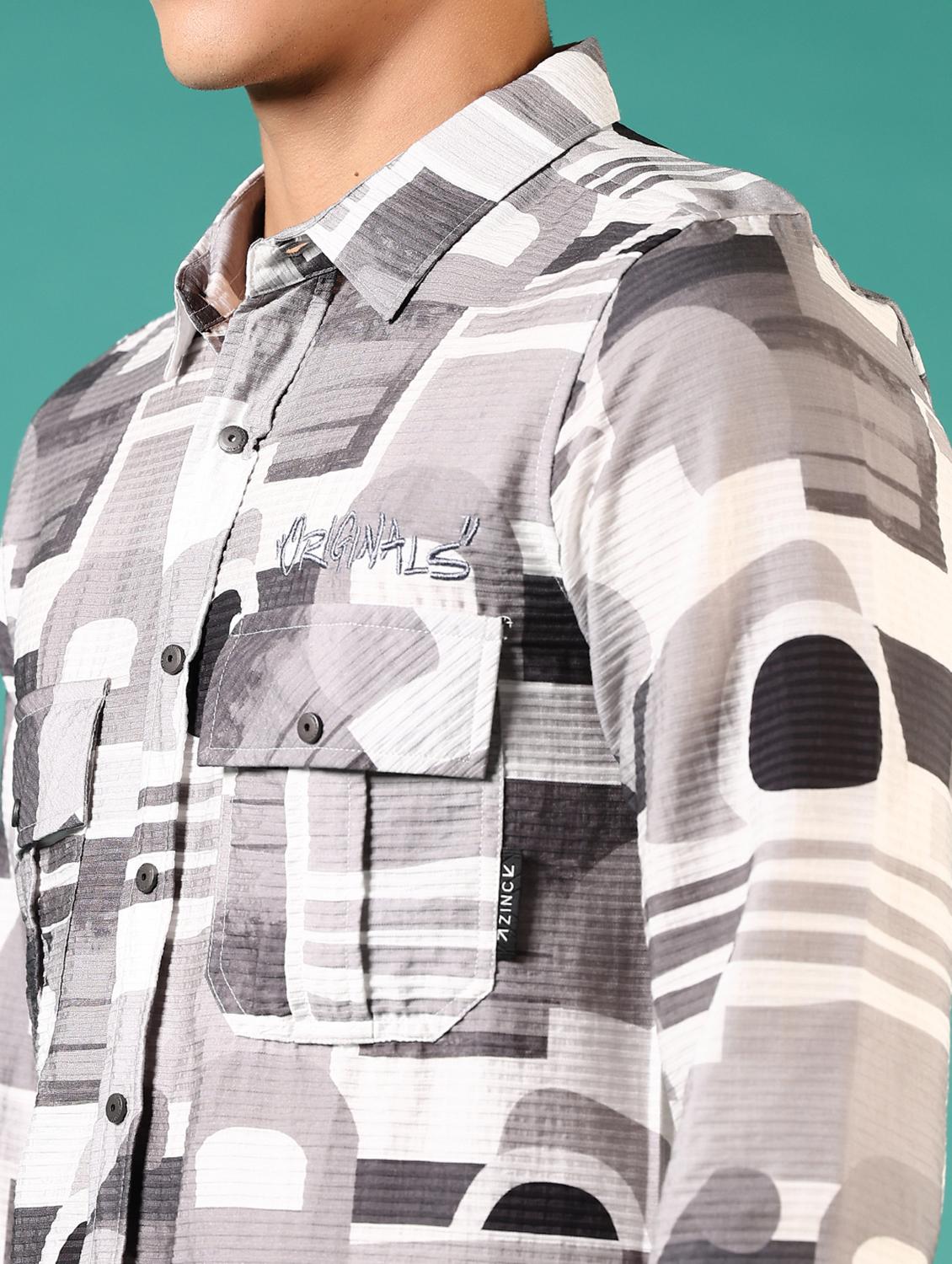 men printed long sleeve casual shirt - 21717899 - Standard Image - 5