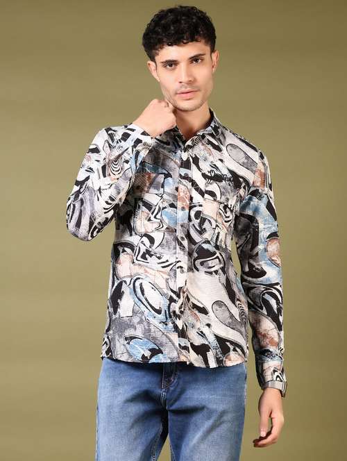 men printed long sleeve casual shirt - 21717900 -  Standard Image - 0