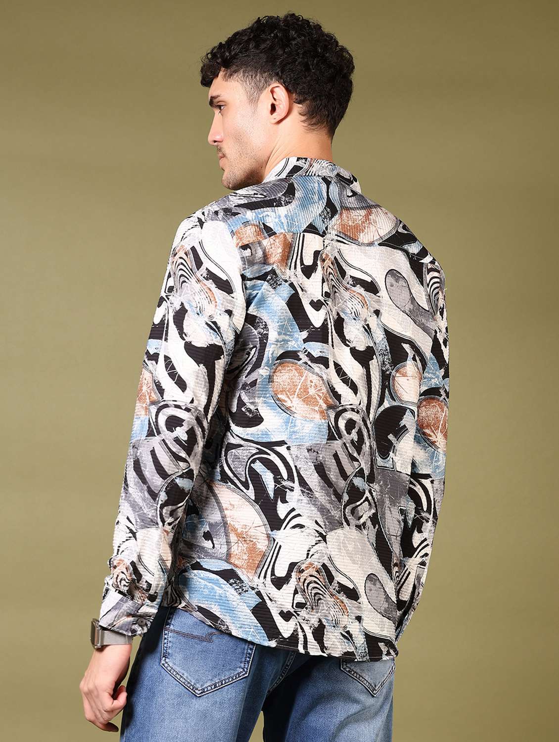 men printed long sleeve casual shirt - 21717900 - Standard Image - 3