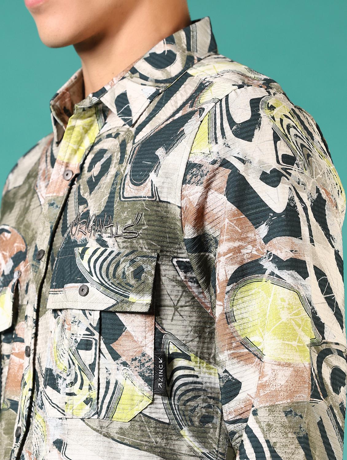 men printed long sleeve casual shirt - 21717901 - Standard Image - 5