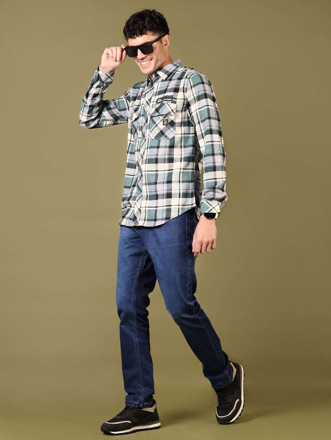 men checks long sleeve casual shirt - 21717905 -  Standard Image - 3