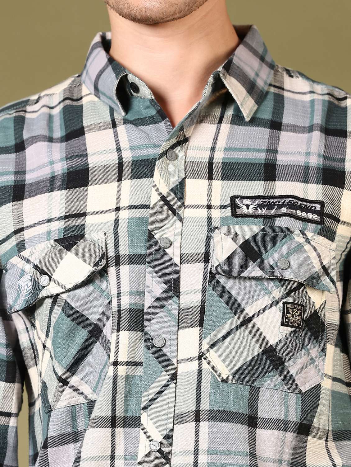 men checks long sleeve casual shirt - 21717905 -  Standard Image - 5