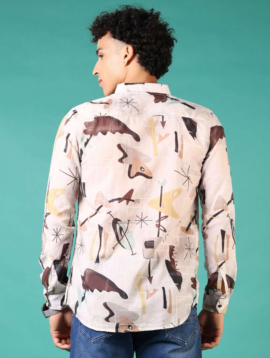 men printed long sleeve casual shirt - 21717933 -  Standard Image - 3