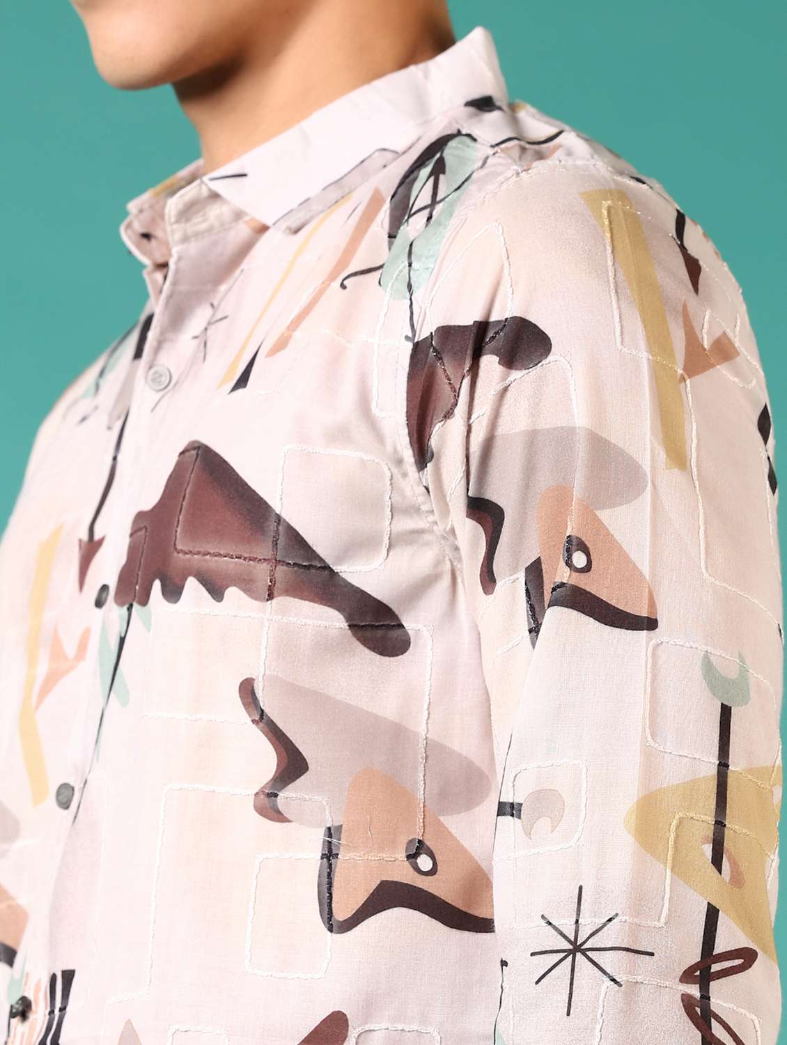 men printed long sleeve casual shirt - 21717933 -  Standard Image - 5