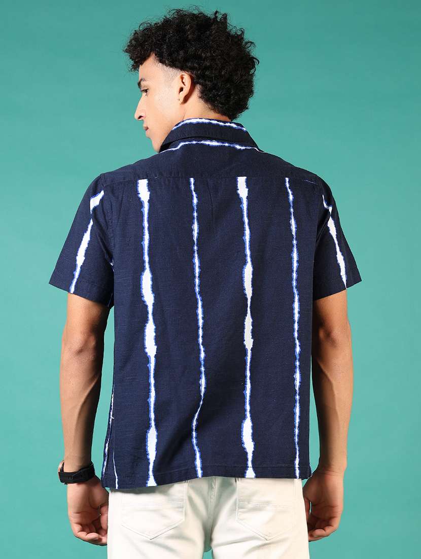 men striped short sleeve casual shirt - 21717944 -  Standard Image - 3