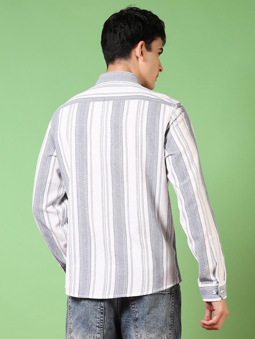 men long sleeves striped casual shirt - 21717948 - Standard Image - 3