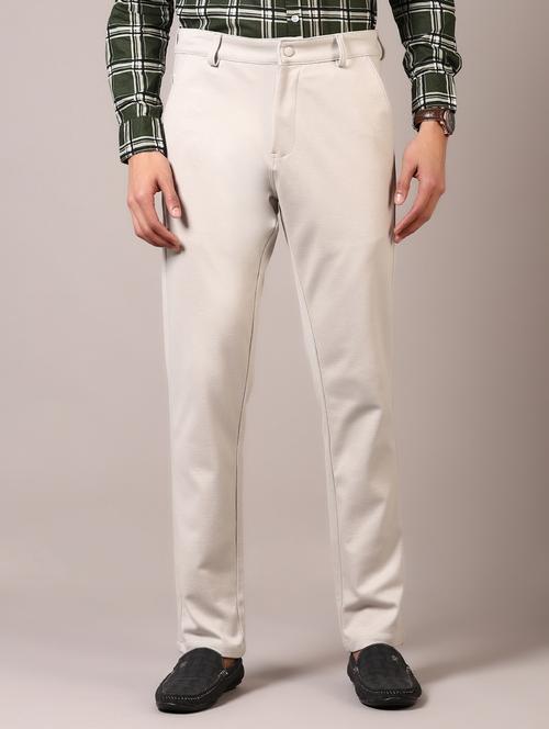 cream cotton chinos casual trousers - 21717962 - Standard Image - 0