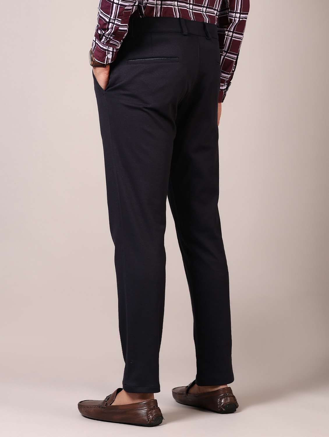 navy blue cotton chinos casual trousers - 21717964 -  Standard Image - 3