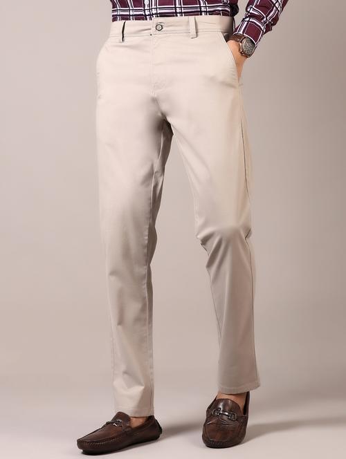 men solid flat front casual trouser - 21717972 - Standard Image - 0