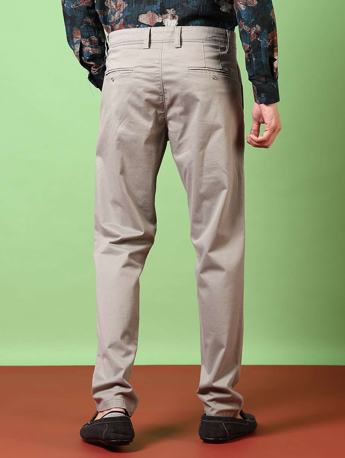 men solid flat front casual trouser - 21717973 -  Standard Image - 3