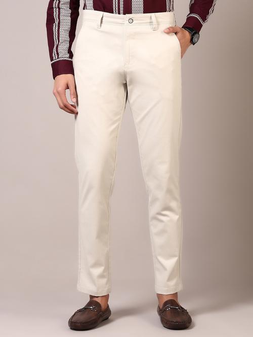 men solid flat front casual trouser - 21717975 - Standard Image - 0