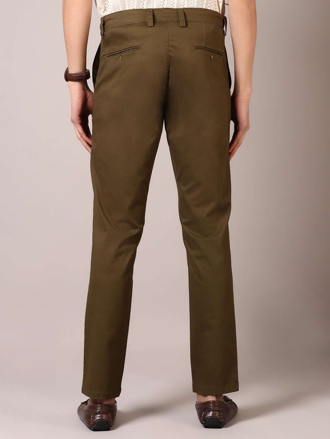 men solid flat front casual trouser - 21717977 - Standard Image - 3