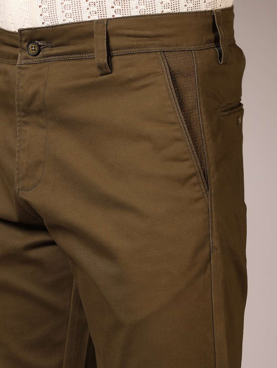 men solid flat front casual trouser - 21717977 - Standard Image - 5