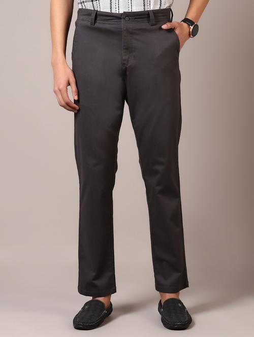 men solid flat front casual trouser - 21717978 - Standard Image - 0