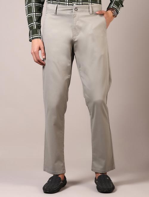 men solid flat front casual trouser - 21717979 -  Standard Image - 0
