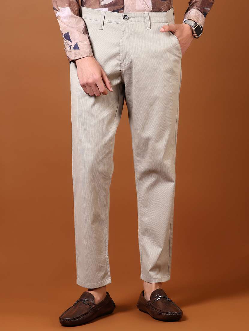 men self design chinos casual trouser - 21717984 -  Zoom Image - 0