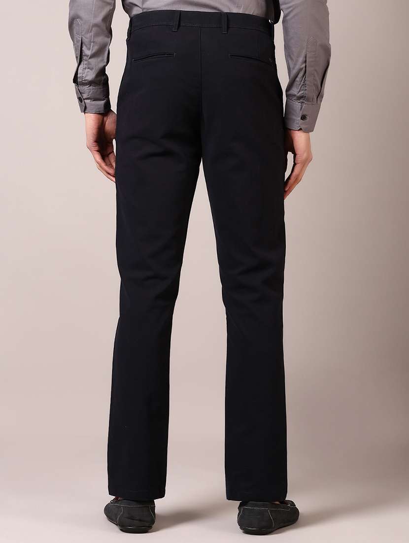 men solid flat front casual trouser - 21717985 -  Standard Image - 3