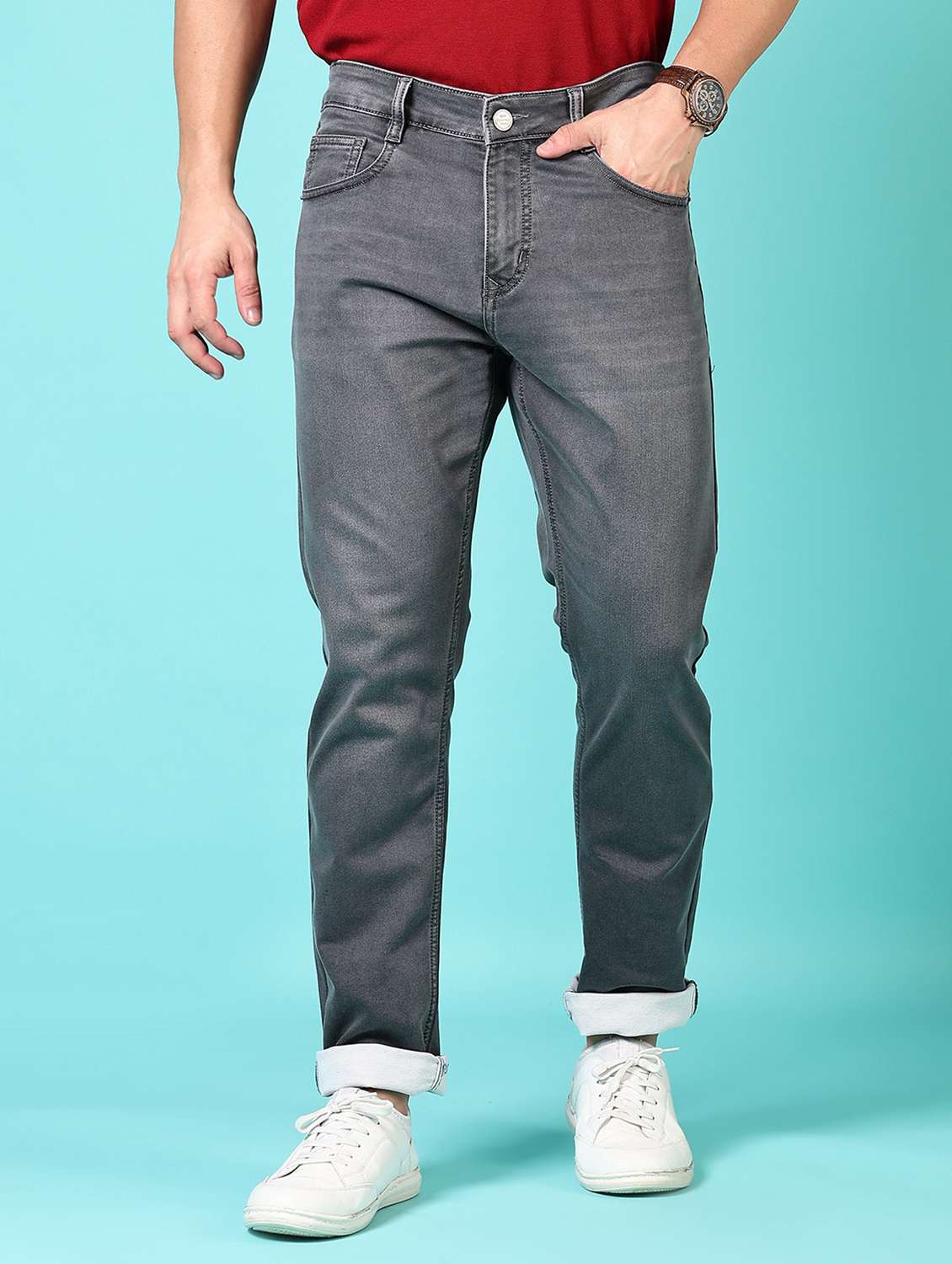 men solid mid rise denim jeans - 21718002 -  Zoom Image - 0