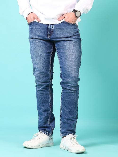 men washed mid rise jeans - 21718039 - Standard Image - 0