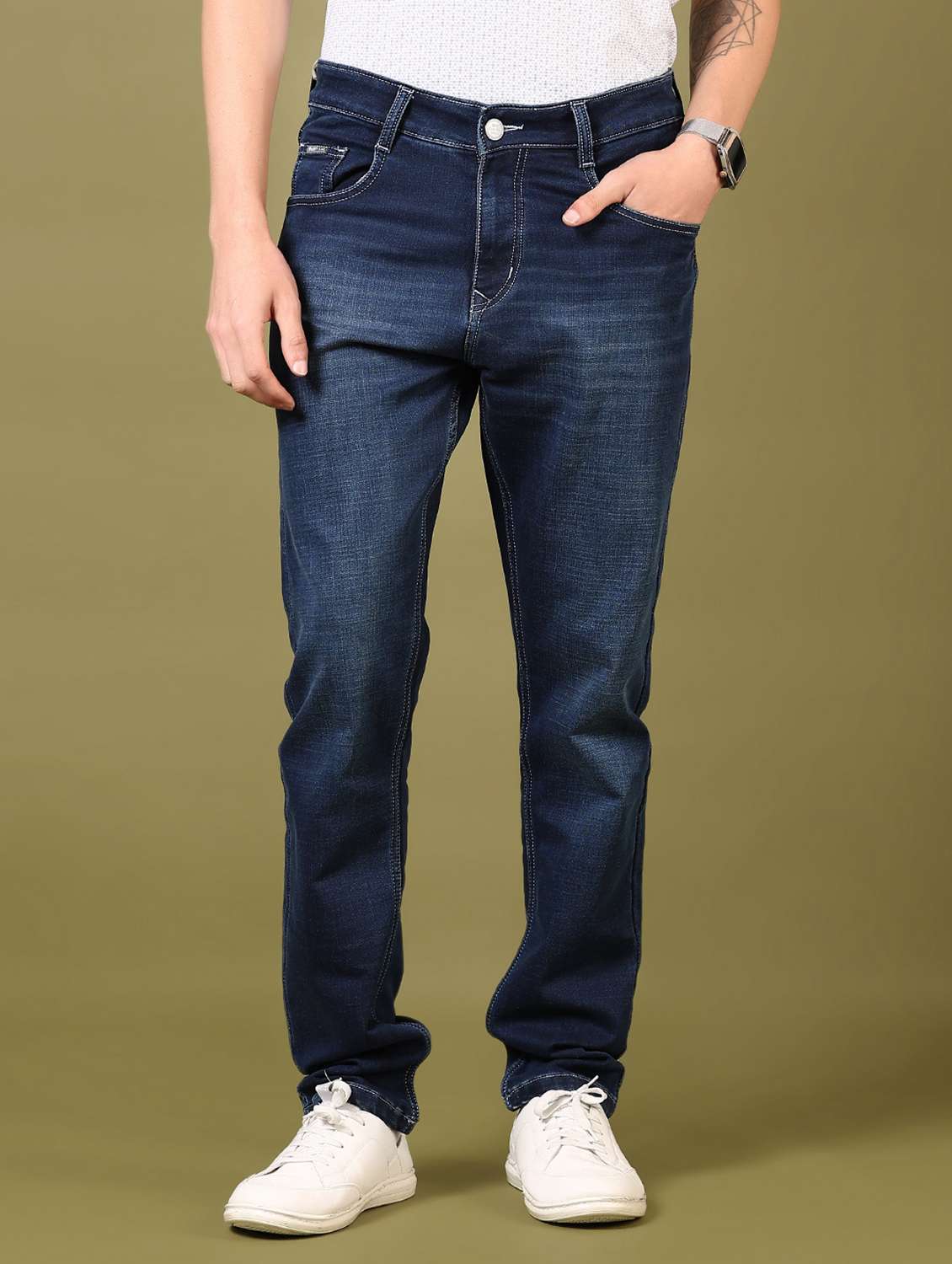 men washed mid rise jeans - 21718086 -  Zoom Image - 0