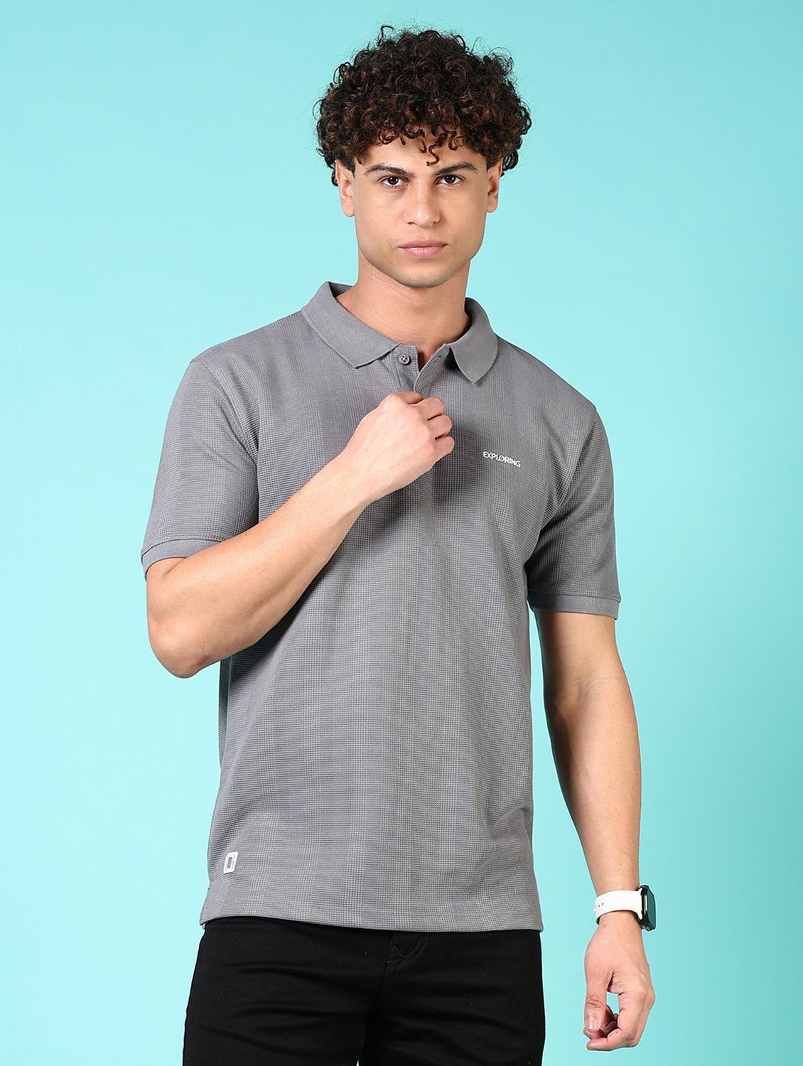 men short sleeves self design polo t-shirt