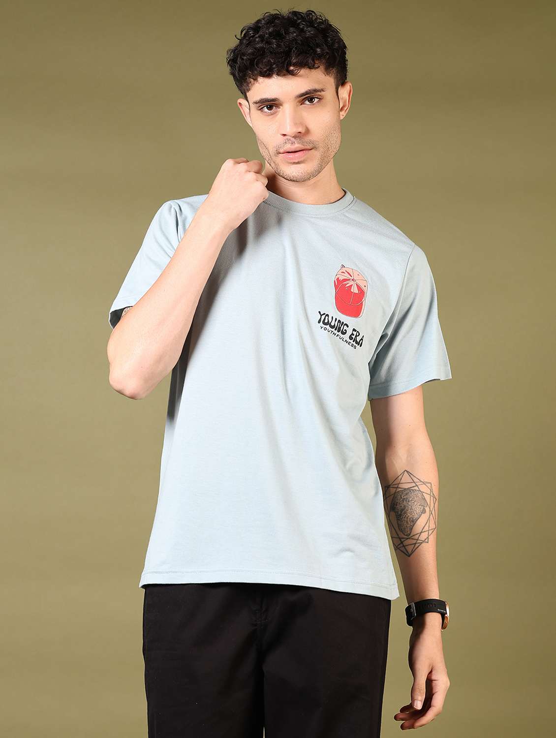 men back print short sleeve t-shirt
