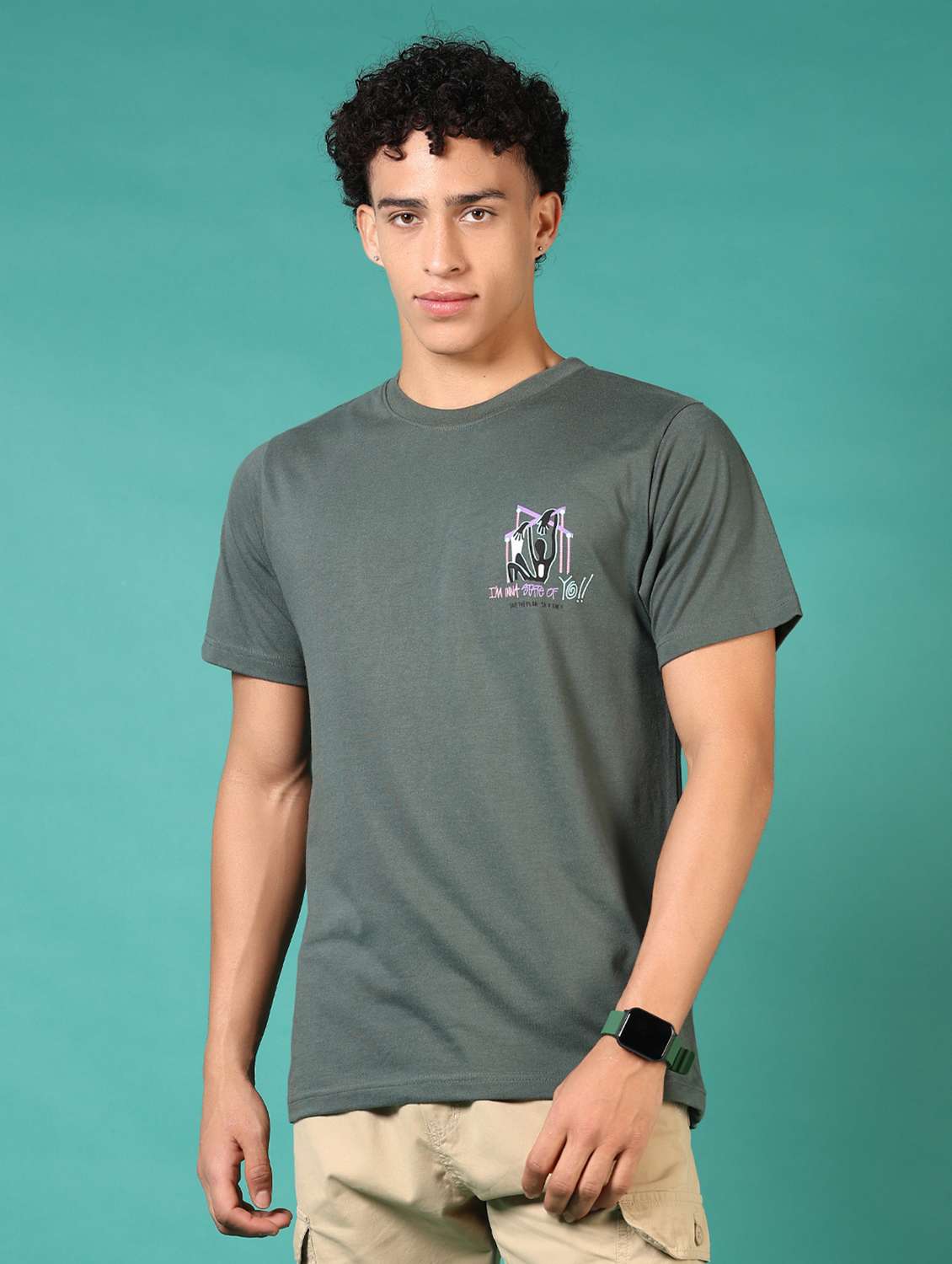 men back print short sleeve t-shirt