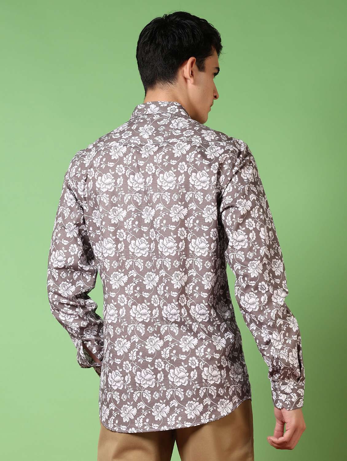 men floral printed long sleeve casual shirt - 21718154 -  Standard Image - 3