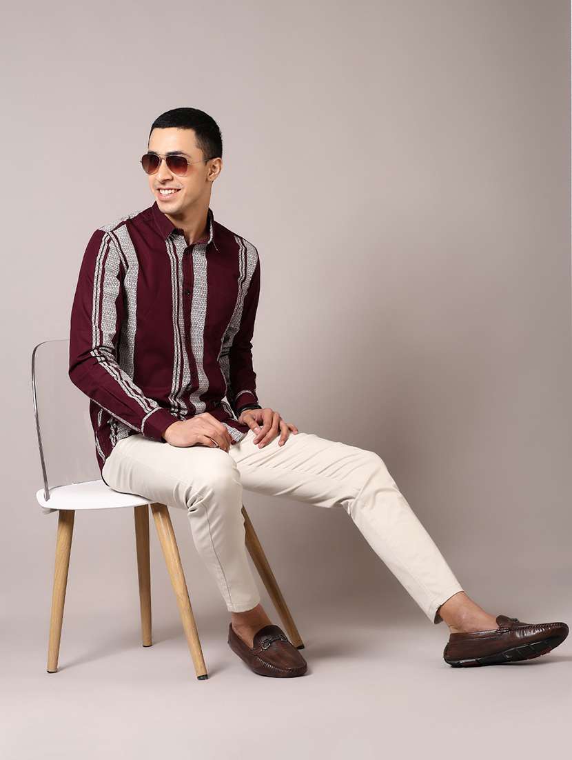 men stripes long sleeve casual shirt - 21718155 -  Standard Image - 3