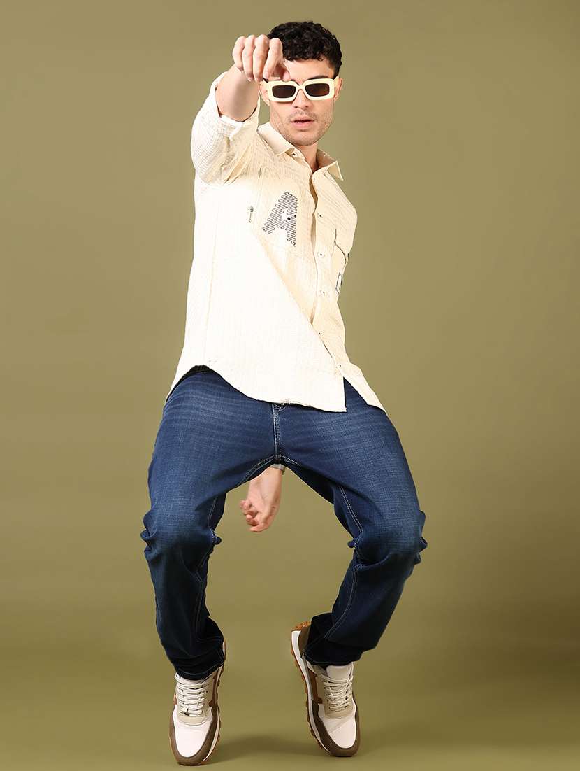 men self design long sleeve casual shirt - 21718162 -  Standard Image - 3