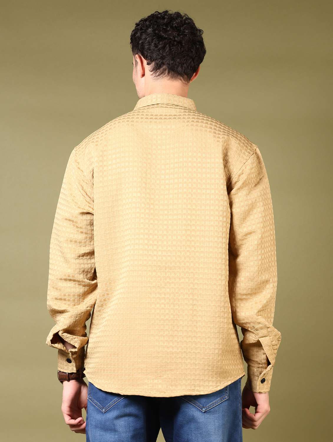 men self design long sleeve casual shirt - 21718163 -  Standard Image - 3