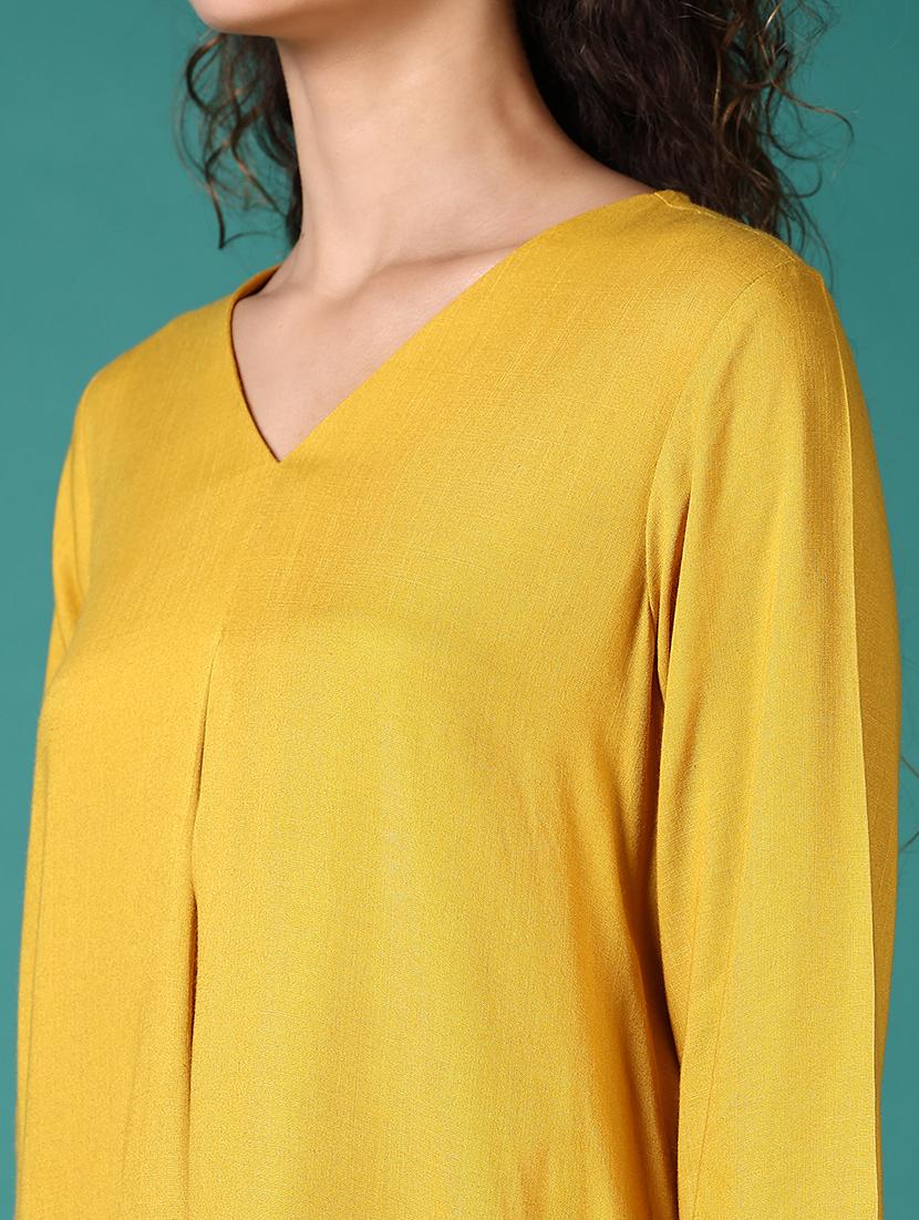 women solid three quarter sleeve a-line kurta - 21718169 - Standard Image - 5