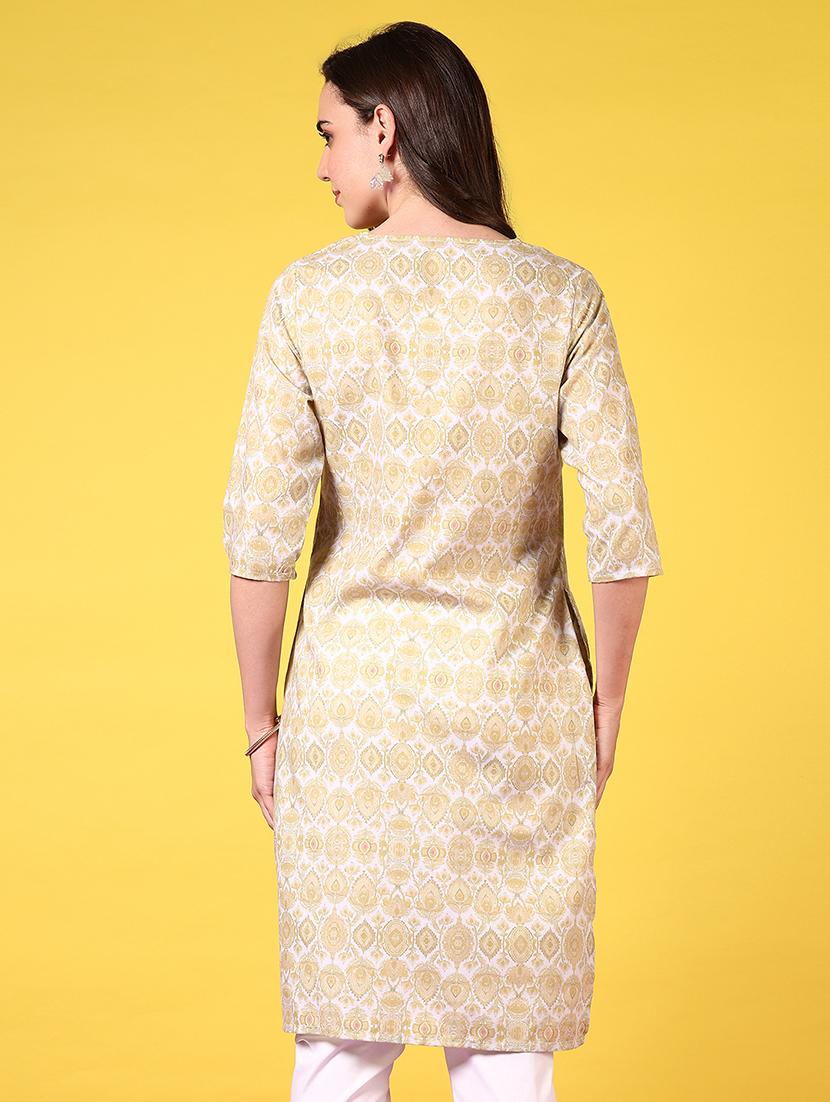 women notch neck printed straight kurta - 21718171 - Standard Image - 3