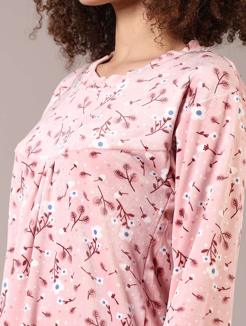 women printed long sleeves winter wear sleepshirt - 21718196 -  Standard Image - 5