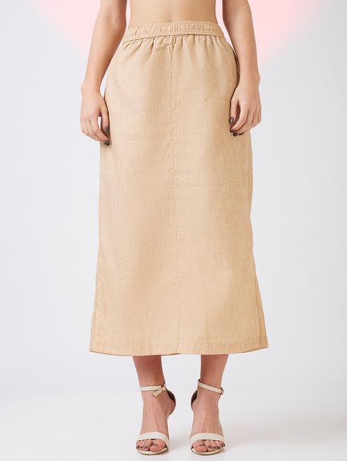 globus women beige self design checkered mid rise side pockets midi workwear skirt - 21718310 -  Standard Image - 0