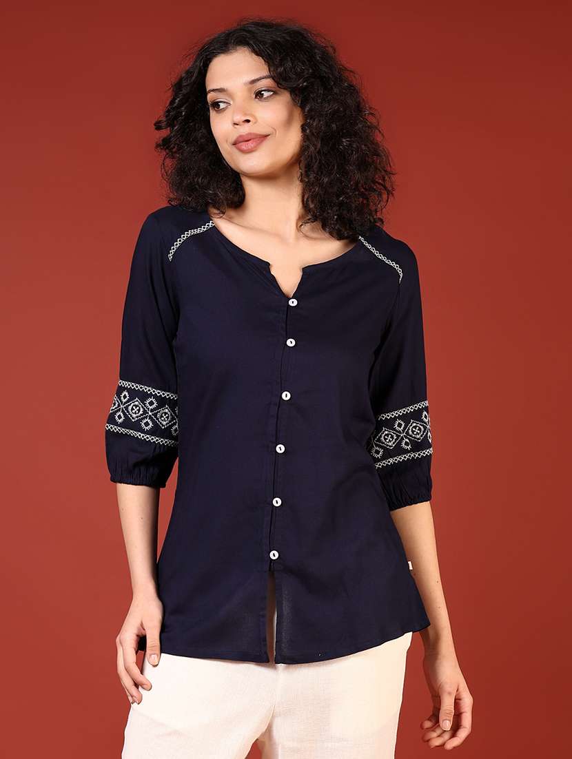 women three quarter sleeve a-line kurti