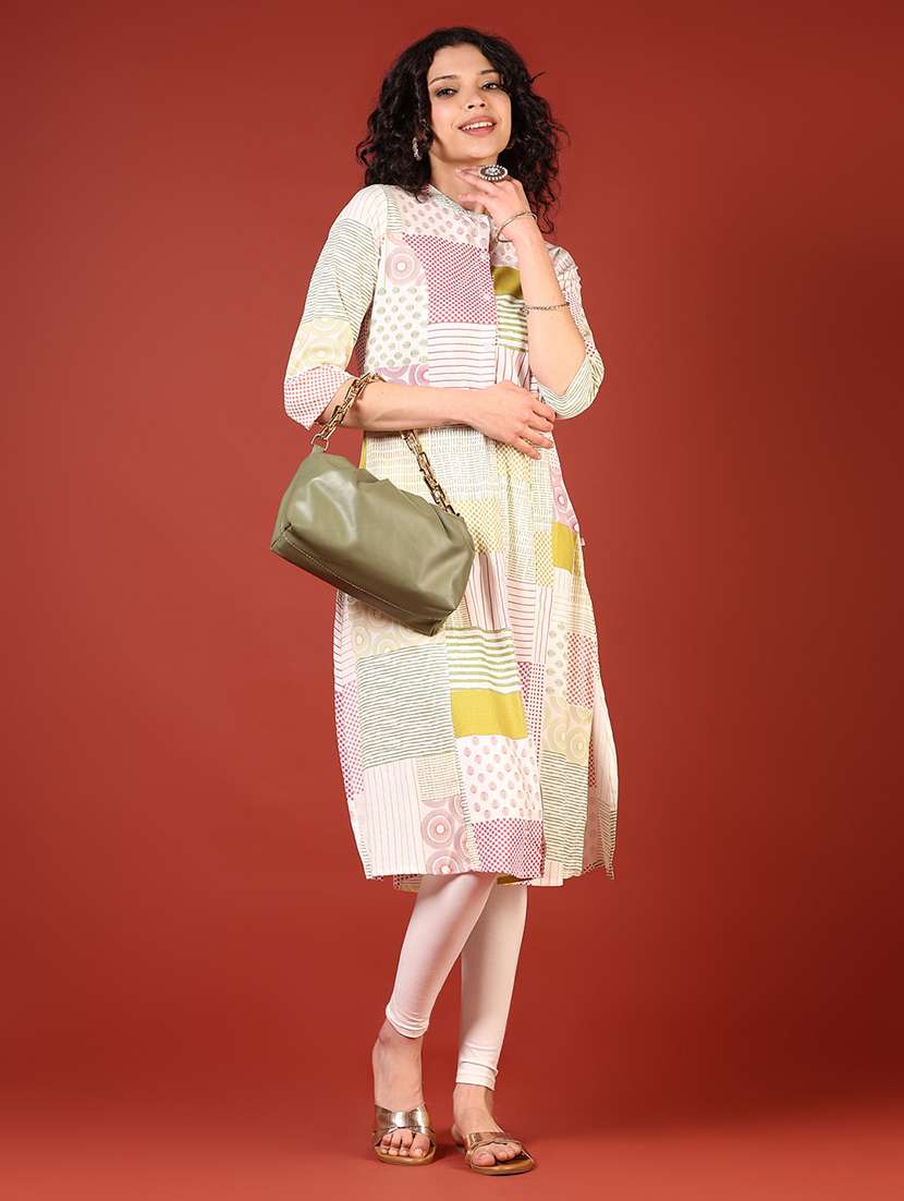 women three quarter sleeve straight kurta - 21718376 -  Standard Image - 3