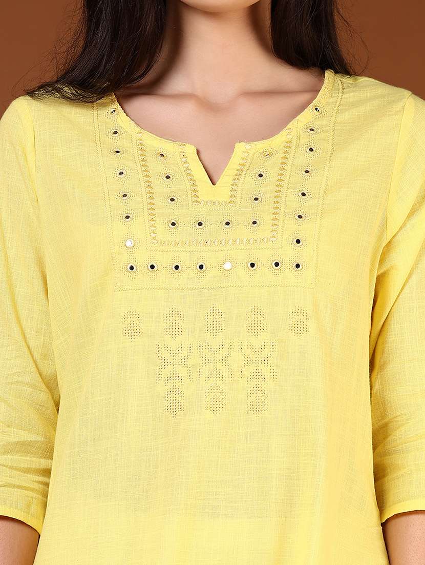 women three quarter sleeve straight kurta - 21718380 -  Standard Image - 5