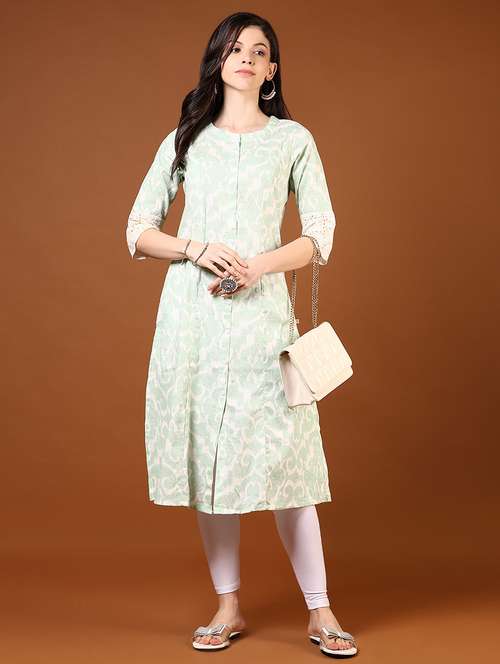 women three quarter sleeve a-line kurta - 21718384 -  Standard Image - 0