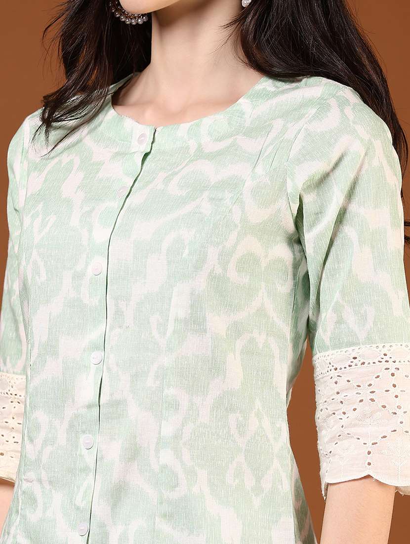 women three quarter sleeve a-line kurta - 21718384 -  Standard Image - 5