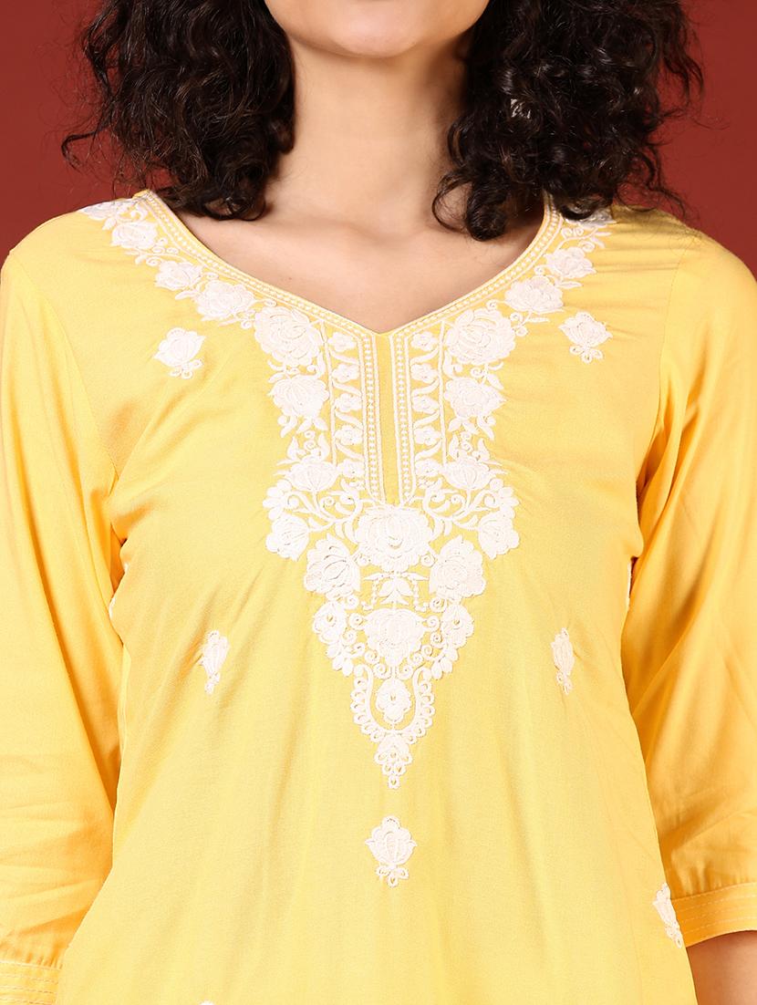 women three quarter sleeve straight kurta - 21718386 - Standard Image - 5